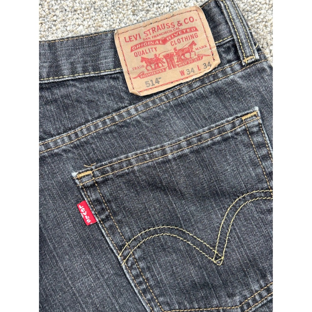 Levis 514 Slim Straight Jeans Mens 34x34 Dark Wash Denim Pants #0743